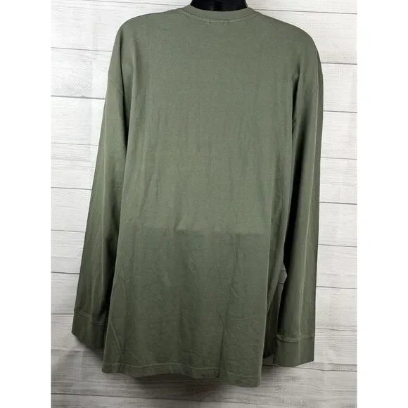 Red Head Green Henley Shirt 3XL Long Sleeve Casual Pocket - Picture 4 of 12